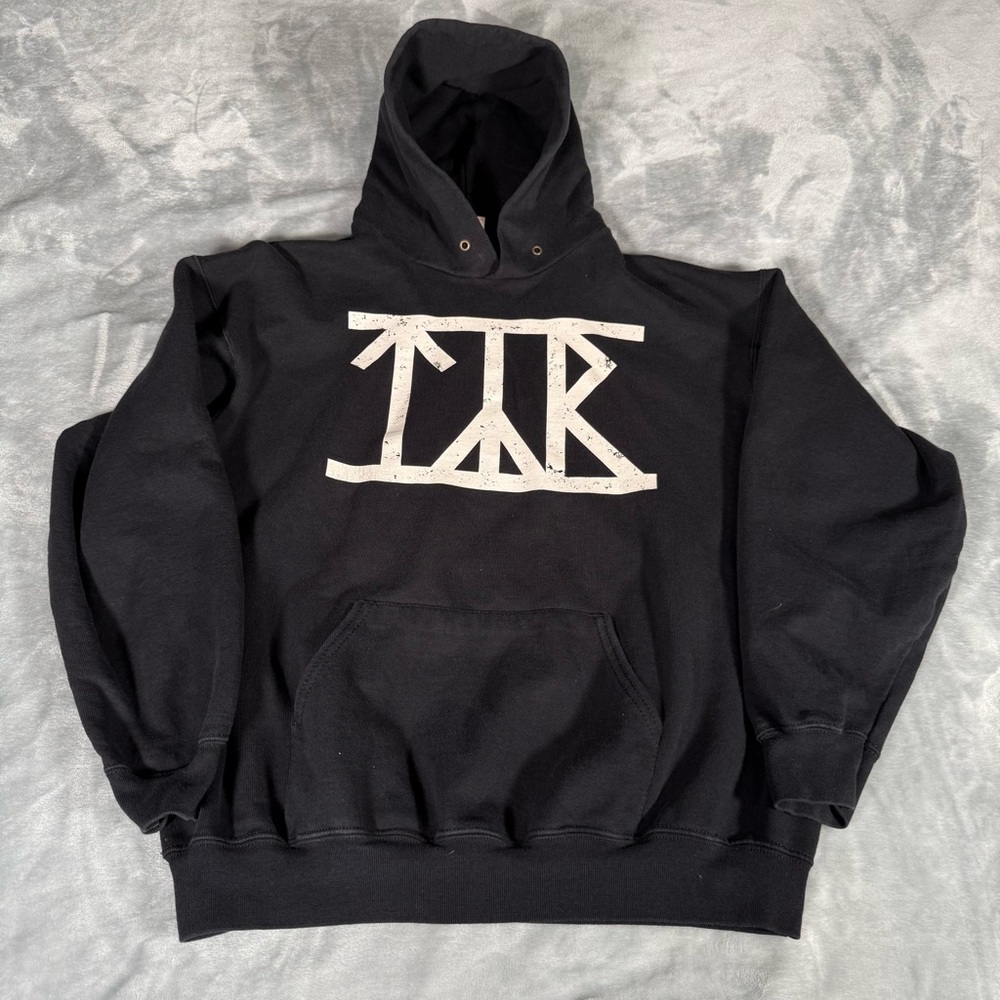 TYR Folk Metal Band Fleece Hoodie Mens Large Double Sided Music Black